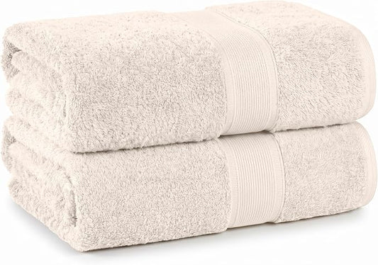Superior 100% Organic Cotton Bath Towel Set of 3, Daily Use for Bathroom, Guest Bath, Quick Dry, Spa, Resort Towels, Absorbent, Home Essentials, 3-Piece Bath Towels, Oregon Collection, Ivory