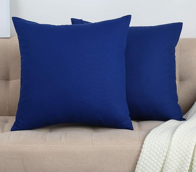 TangDepot 100% Cotton Solid Throw Pillow Cover 20x20 Royal Blue | 100% cotton, same-color zip, machine wash & air dry. For living room, bedroom, office, car. 42 colors, 294 sizes. Cover only.
