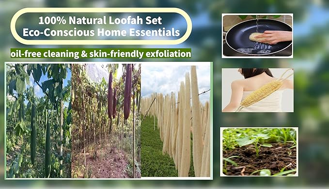 Luffa 4PCS 100% Natural Organic Loofah Sponges(14''-16'') Whole Loofah Deep Exfoliating Body & Back Scrubber Biodegradable Plastic-Free Shower Bath Loofah for Men&Women Adults SPA Daily Care