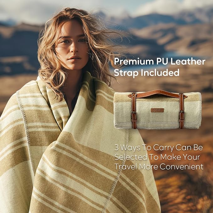 Molithe 100% Wool Blanket, 62" x 86", Warm, Thick, Washable, Military | Great for Camping, Outdoors, Sporting Events, Survival Kits LightOliveGreen