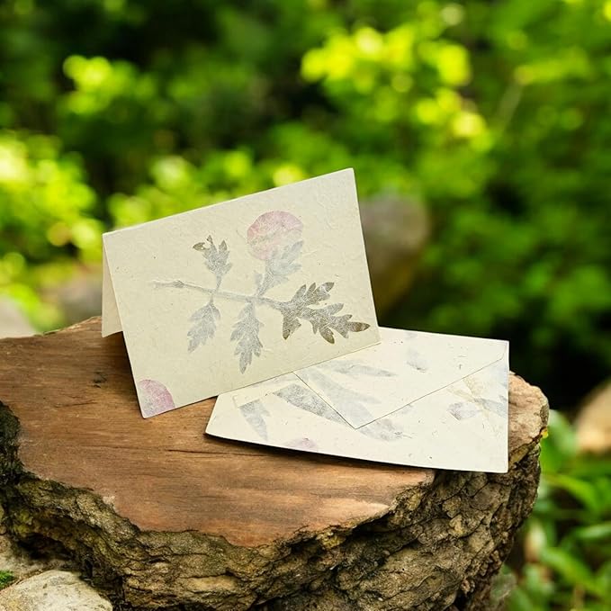Kathmandu Valley Co. Nepali Cherish Greeting Card & Envelope Box Set with Handmade Lokta Paper from Nepal, 25 Cards (Forest Wanderer)
