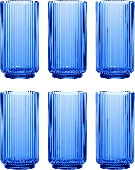 Abode Homewares Mesa 22 oz Durable Acrylic Jumbo Drinking Glasses, Shatter-Resistant and Dishwasher-Safe Indoor/Outdoor Drinkware for Water, Iced Tea, Juice, and Cocktails - Cobalt Blue - Set of 6