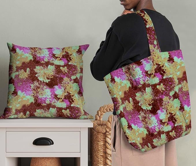Soimoi Floral Print - Brown, Pure Silk Fabric - 42 Inch Wide, 1 Yard, Lightweight Material, Perfect for Elegant Dresses, Sarees, Scarves, Evening Wear