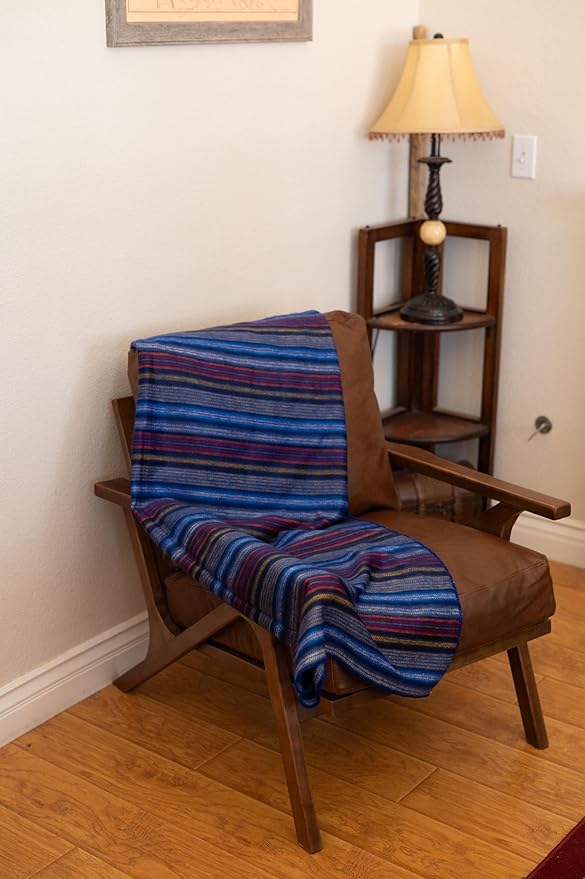 Alpaca Land, Handmade Ecuadorean Alpaca Wool Blankets/Throws (Small Stripe Purple Shades)