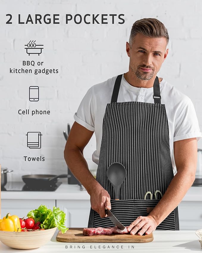 Syntus Chef Apron for Men Women Kitchen Cooking Apron with Pockets, Adjustable Bib Aprons Stain Resistant