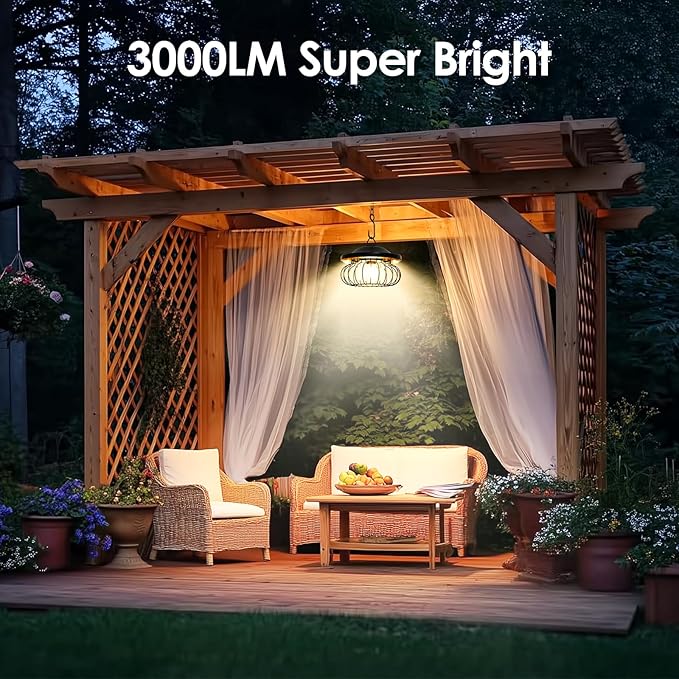 ropelux Solar Shed Light Outdoor Indoor, Bright 2000LM 5 Modes (Daytime Available) Lamp with 3 Color Temps Dual Motion Sensor Remote, Hanging Pendant Lights for Gazebo Barn Garage Shop, 1 Pack