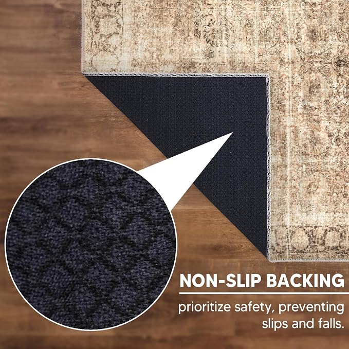 Keen Home Design 30"x84" Rug - Machine Washable Runner Rug with Non-Slip Backing, Ideal for Hallway, Entryway, Kitchen, Laundry Room - Vintage, Easy Clean, Durable, Low Pile - (2'6" x 7')