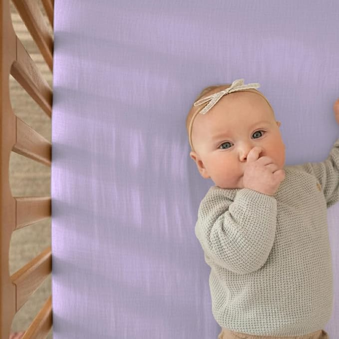 Newton Baby Deluxe Crib Sheet – Ultra-Soft Breathable Organic Cotton Fitted Crib Sheet | Thicker & Softer Design | Machine Washable Baby Bedding | Lavender