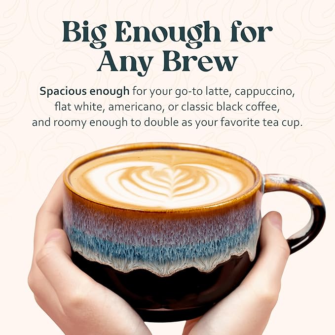 NOVA CERAMICS Large Coffee Mug - Ceramic Coffee Mug - Coffee Cups with Handle - 16 oz Coffee Mugs - Microwave & Dishwasher Safe - Gifts For Women Men Him Her - 16oz - Monsoon