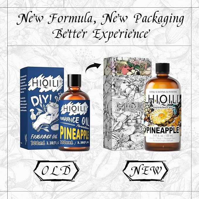 HIQILI Pineapple Fragrance Oil, DIY Perfume & Body Product - 5.07 Fl Oz | Long-Lasting Scent for Essential Oil Diffuser, Soap, Bath Bomb, Candle Making, Bright Scents for Home, Car & Office