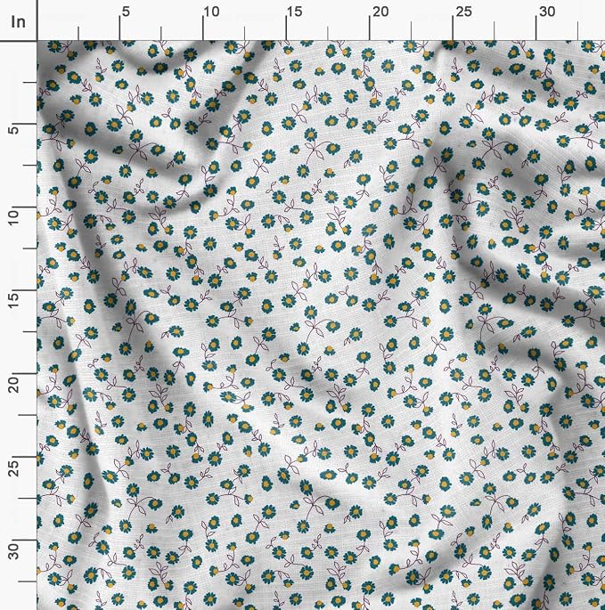 Soimoi Floral Print - White, Viscose Rayon Fabric Material - 42 Inch Wide, 1 Yard, Unstitched Material for Dresses, Blouses, Skirts, Sleepwear, Kids Clothing
