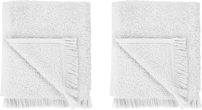 Blomus FRINO Fringed Organic Cotton Terry Guest Hand Towels 12 x 20-2pcs - White
