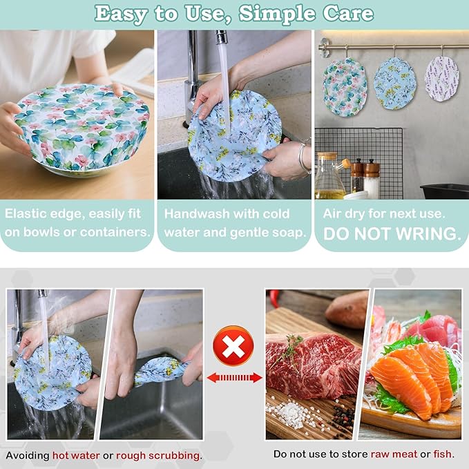 5-Size Reusable Beeswax Bowl Covers for Bread Proofing, Cotton Cloth Flexible Beeswax Wraps for Food Storage(Olive Branch)