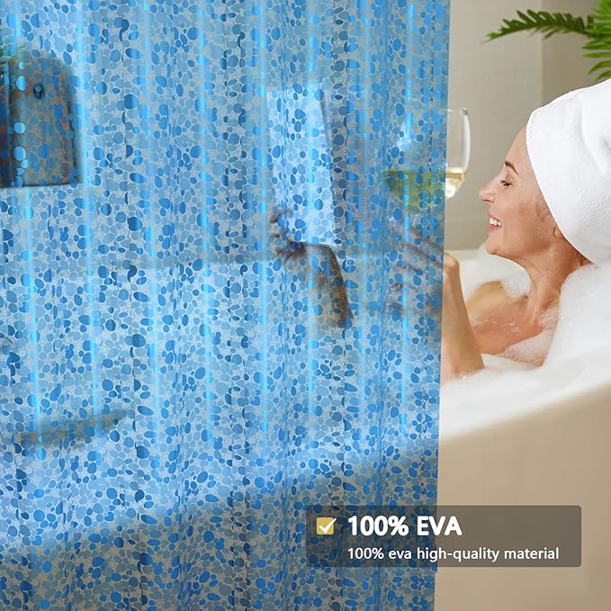 Shower Curtain Liner, Waterproof EVA 3D Shower Curtains with Duty Heavy Bottom Magnets and Rust Proof Grommets, Weighted Shower Liner for Shower Stall, Bathtubs