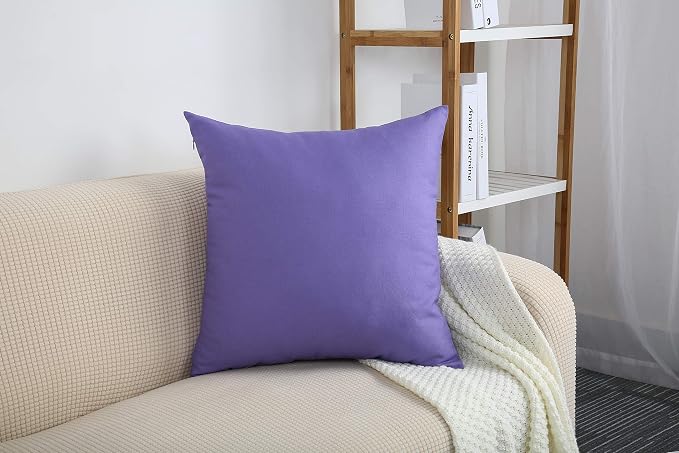 TangDepot Handmade Decorative Solid 100% Cotton Canvas Throw Pillow Covers /Pillow Shams, (18" x18" , Violet, 1 Count (Pack of 1)) | 100% cotton, same-color zip, machine wash & air dry. For living room, bedroom, office, car. 42 colors, 257 sizes. Cover...