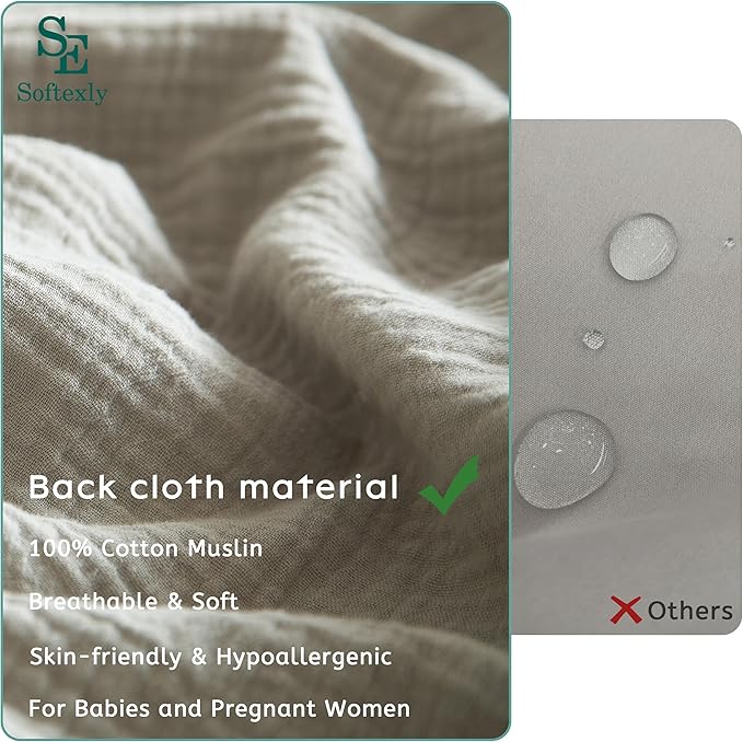 SE SOFTEXLY Muslin Duvet Cover King Size, 100% Washed Cotton Duvet Cover Set, Ultra Soft Comforter Cover Linen Like, 3 Pieces Minimalist Gauze Duvet Cover with 2 Pillowcases, 90"x104", Nature