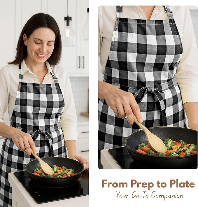 Native Fab Kitchen Apron 2 Pack - 100% Cotton Adjustable, Durable Apron with Pockets, Perfect for Cooking, Baking, Grilling