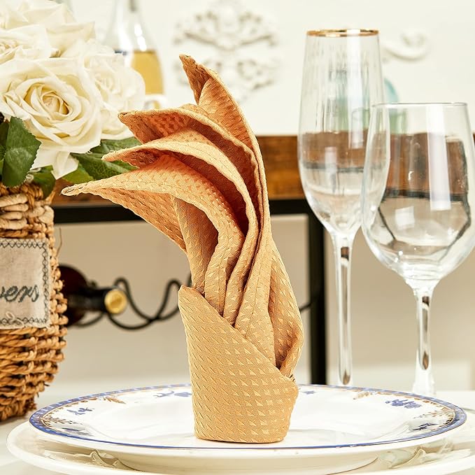 Mebakuk Cloth Napkins Set of 6, Premium 17 x 17 Inch Solid Washable Small Triangle Weave Napkins, Soft Table Napkin for Wedding Party Restaurant Dinner Parties
