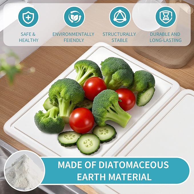 Quick Dry Stone Drying Mat for Kitchen Counter, Stone Dish Drying Mat Foldable, Water-Absorbent Diatomaceous Dish Drying Mats for Dishes Bottles Cups, Match Any Countertop (Pearl White)