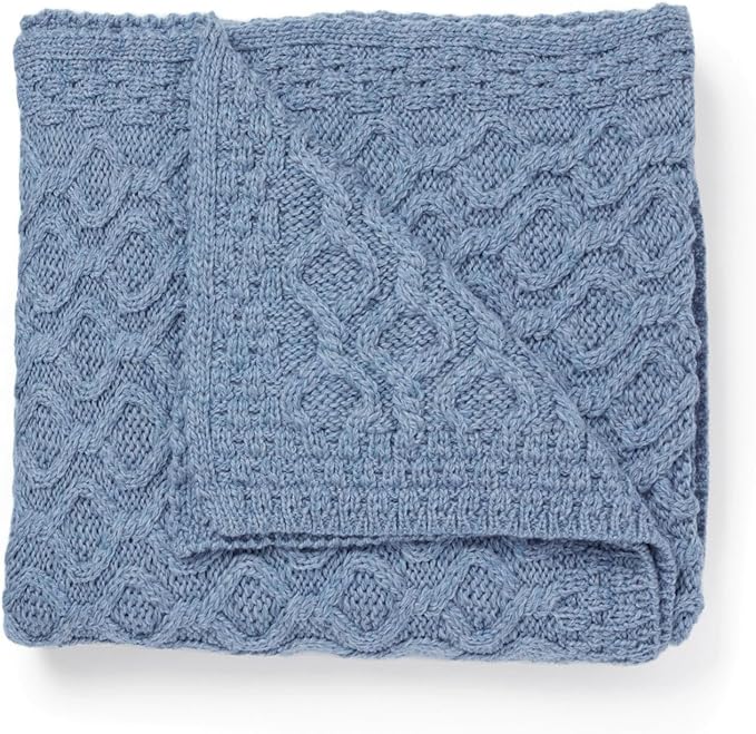 Aran Woollen Mills Supersoft Aran Blanket Irish Cable Knit Merino Wool Throw Made in Ireland 36"x 60"