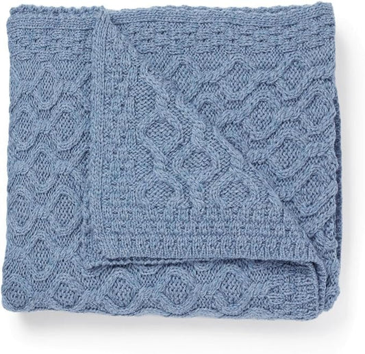 Aran Woollen Mills Supersoft Aran Blanket Irish Cable Knit Merino Wool Throw Made in Ireland 36"x 60"