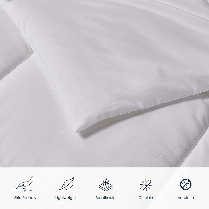 Blue Ridge Home Fashions Microfiber Light Weight Solid Down Alternative All Season Comforter - Hypoallergenic Polyester Fill, Full-Queen, White