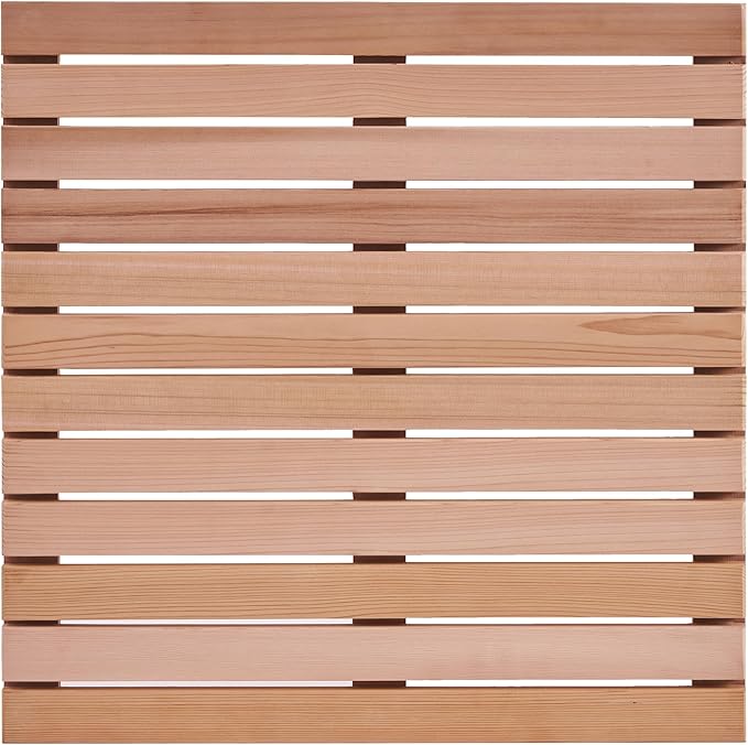 bingaai Cedar Wood Shower Mat 24" × 24", Cedar Wood Bath Mat Square, Wooden Shower Stall Mat Non-Slip for Bathroom Bathtub Spa Sauna Garden Home, Wooden Floor Mat Large for Indoor and Outdoor