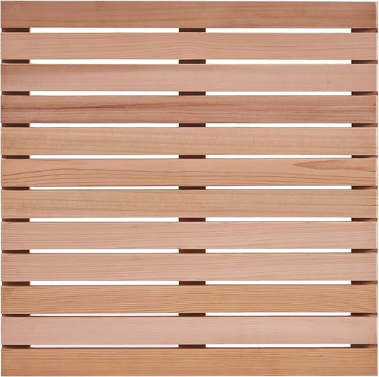 bingaai Cedar Wood Shower Mat 24" × 24", Cedar Wood Bath Mat Square, Wooden Shower Stall Mat Non-Slip for Bathroom Bathtub Spa Sauna Garden Home, Wooden Floor Mat Large for Indoor and Outdoor