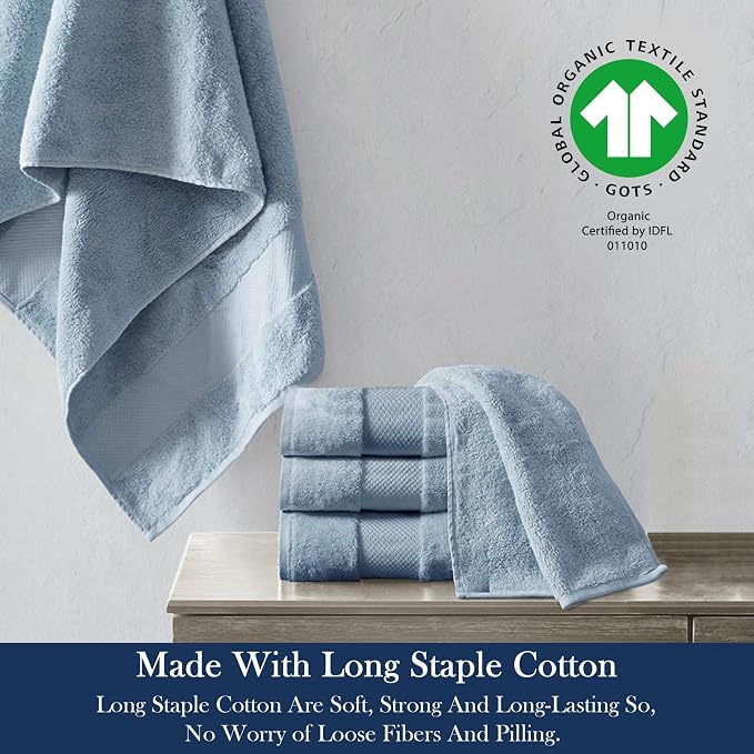 Organic Cotton Luxuriously Plush Bath Towel Pack of 4 | GOTS & OEKO-TEX Certified | Premium Hotel Quality Towels | Feather Touch Technology|650 GSM Long Staple|Soft, Quick Dry & Ultra-Absorbent