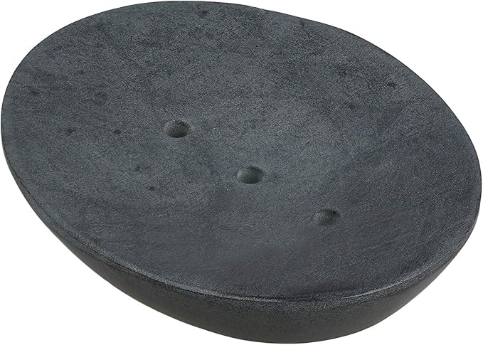 Ajuny Self Draining Soap Dish with Drain Durable Waterfall Stone Soap Tray Holder Soap Saver for Shower, Bathroom, Kitchen, Bathtub Easy Clean - Grey | Soap Saver Tray Natural Stone Plate for Kitchen Countertop Shower Bathroom Accessories Non-Slip Keep...