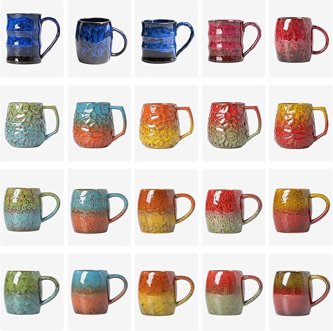 Rustic Red Ceramic Coffee Mug 15oz – Handcrafted Unique Gift for Coffee Lovers, Comfortable Large Handle, Dishwasher Safe