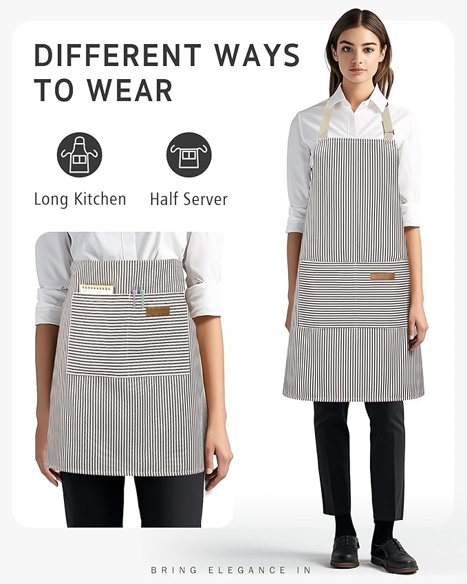 Syntus Chef Apron for Men Women Kitchen Cooking Apron with Pockets, Adjustable Bib Aprons Stain Resistant