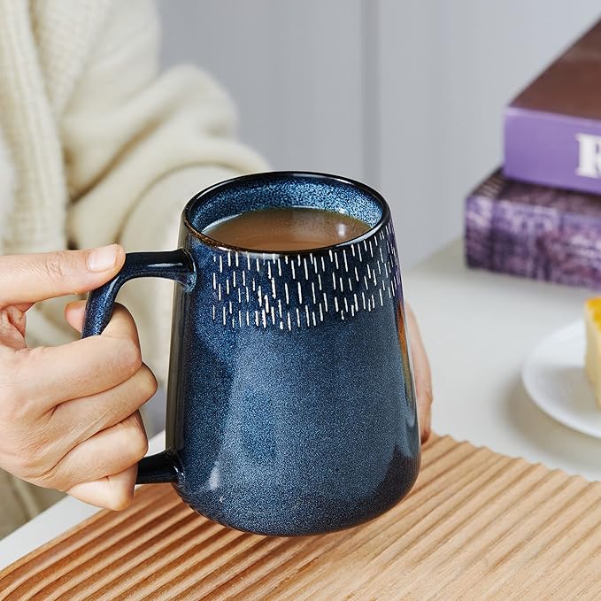 Large Ceramics Coffee Mugs, 24 OZ Large Handle Coffee Mugs, Extra Large Tea and Coffee Cup for Office and Home, Microwave and Dishwasher Safe (24 OZ Grey)
