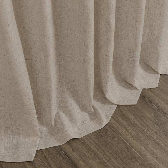 Cobblestone Linen 144 Inch Curtains for Living Room Light Filtering Semi Sheer Curtain Back Tab Modern Farmhouse Decor Elegant Drapes Floor to Ceiling High Window for Bedroom 52x144, 2 Panels