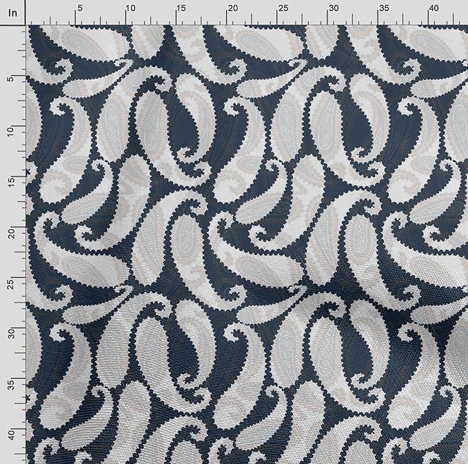 Soimoi Heavyweight Cotton Poplin Fabric Material, Blue - Asian Paisley Printed-42 Inch Width, Natural Cotton Material for Quilt Making, Dress, Skirt, Pajama, Pillowcases, Tablecloths, Kurtis, 1 Yard