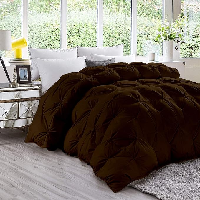 Hypoallergenic 1000-TC Pinch Pleated Down Alternative Comforter California King Size 102 x 96 Inches 1pc Comforter & 2 pcs Pillow Covers, 700 GSM & All Side Corner Tabs 100% Egyptian Cotton