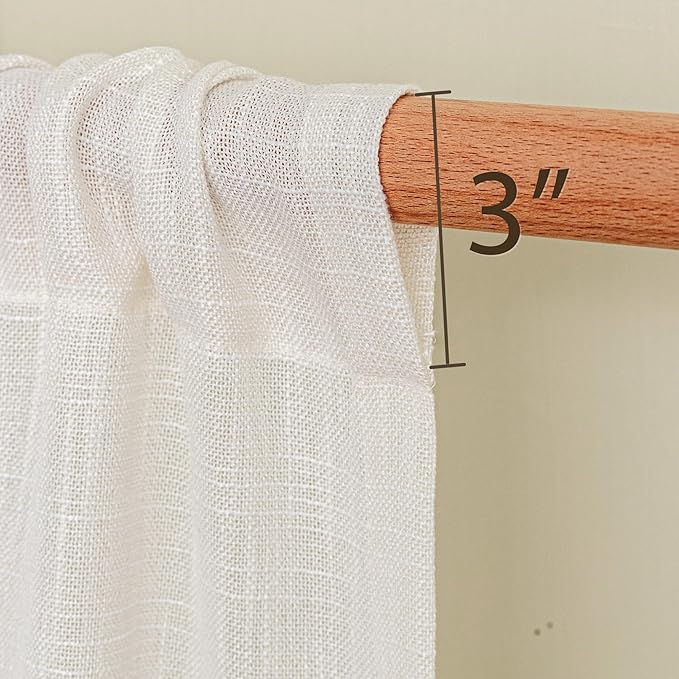 MYSKY HOME Natural French Door Curtains for Door Window 72 Inch Length Semi Sheer Light Filtering Curtain for Bedroom Window Glass Rod Pocket for Kitchen Dining Room, Beige White, 26" Wide,2 Panels