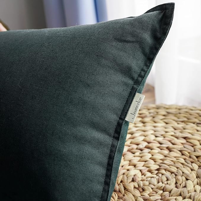 Jeanerlor Set of 2 Decorative 26"x26" Cotton Linen Chair Throw Pillow Case Green for Sofa Durable Classy, Comfortable Cushion Cover for Coffee Shop/Bar (65 x 65cm) Dark Blue