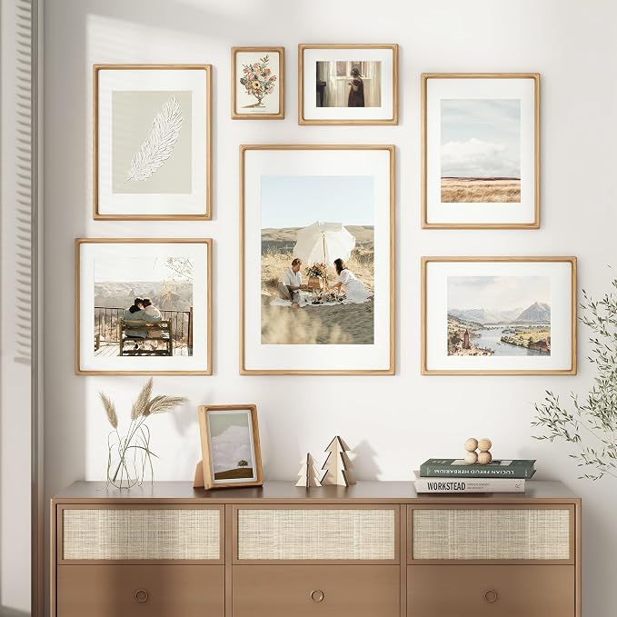 Fun Memories 12x18 Poster Frame, USA-Sourced Oak Wood Picture Frame with HD Tempered Glass, Handcrafted Rounded Corner 12 x 18 Wooden Frames Matted to 9x12 Photos, Horizontal or Vertical Wall Display