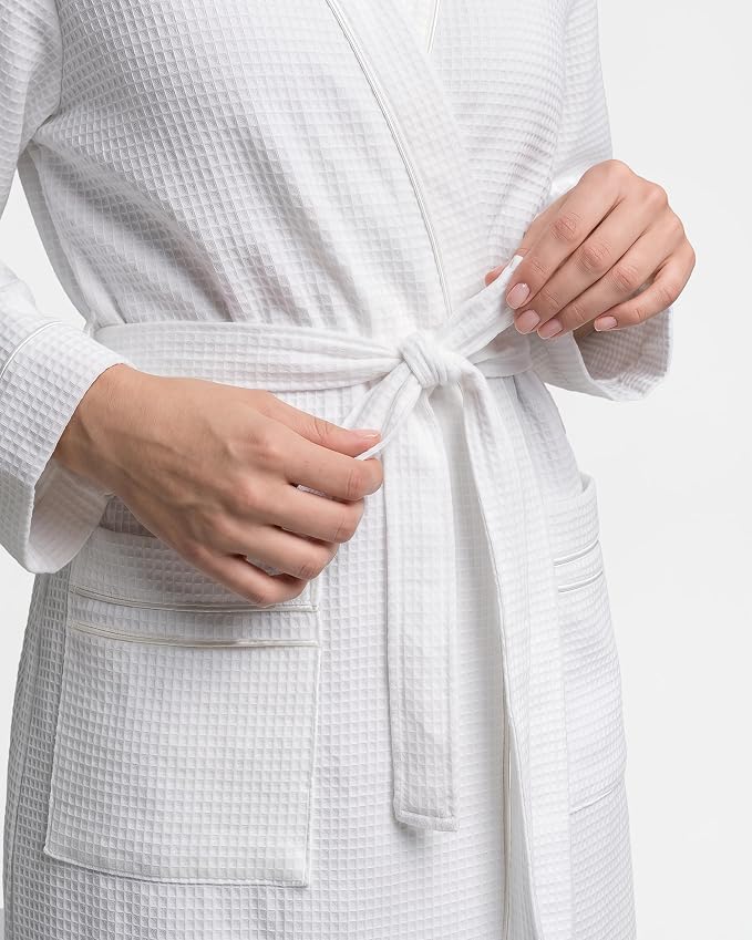 NY Threads Cotton Blend Waffle Robes for Women Full-Length Bathrobe