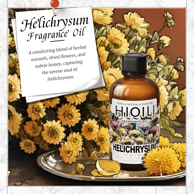 HIQILI Helichrysum Fragrance Oil, DIY Skin Care & Body Product - 1 Fl Oz | Suitable for Essential Oil Diffuser, Candle & Soap Making, DIY Helichrysum Balm, Long-Lasting Scent
