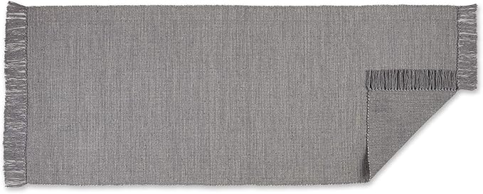 DII Woven Rugs Collection Ribbed Reversible Cotton, Runner, 2 ft 6 in x 6 ft, Gray & Off-White