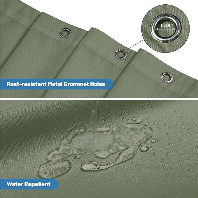 1 Pack Water-Repellent Fabric Shower Curtain Liner - Hotel Quality Machine Washable, 3 Heavy-Duty Magnets with Rustproof Grommets & Weighted Hem, Standard Size 72x72in SageGreen
