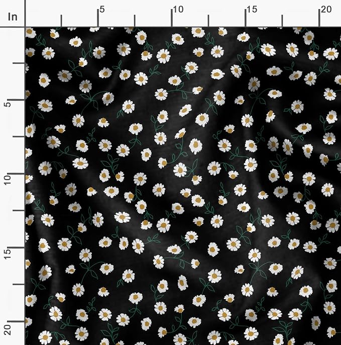 Soimoi Floral Print - Black, Premium Cotton Cambric Fabric - Medium Weight Material for Quilting, Kurtis, Blouse, Kids Clothing, Tunic, Curtains - 42" Inch Wide, 1 Yard