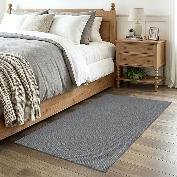 EARTHALL Washable Area Rug 3x4 Ft Non Slip Rugs for Entryway Braided Rubber Backed Throw Rugs Door Mat Indoor Outdoor Entrance Cotton Woven Rug for Kitchen Foyer Front Door Living Room, Charcoal Gray