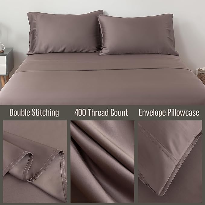 Bella Coterie | Luxury Bamboo Viscose King Size Pillowcase Set | 100% Organically Grown | Ultra Soft | Cooling | 2 Pcs [Mocha]