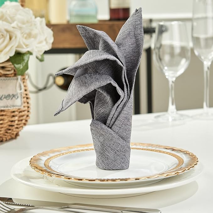 Mebakuk Cloth Napkins Set of 6, Premium 17 x 17 Inch Solid Washable Linen Style Napkins, Soft Table Napkin for Wedding Party Restaurant Dinner Parties