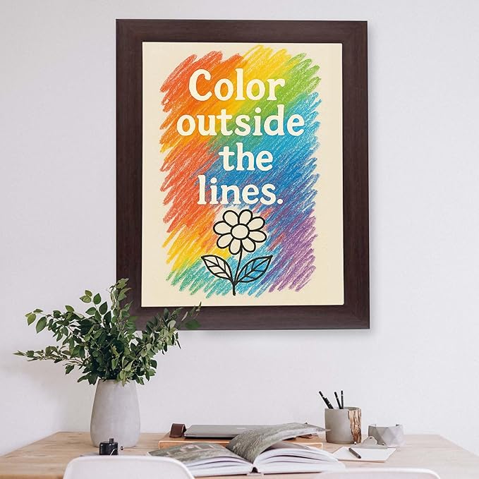 InkFlow Posters Rainbow Typography with Flower Poster - Fun Graphic Print for Kids Bedroom, Playroom, Nursery - Positive Creative Decor - 16x20 Unframed Canvas Print