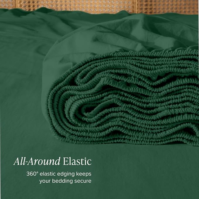 Bare Home 100% Organic Cotton Jersey Fitted Sheet - Full Size - Ultra Soft - Deep Pocket Fitted Sheet - 100% Cotton - Ring Spun Yarns (Full, Forest Green)