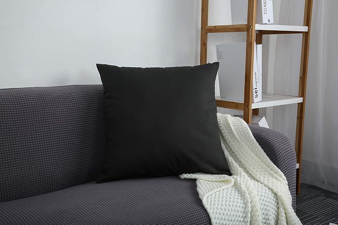 TangDepot 100% Cotton Solid Throw Pillow Cover 18x18 Charcoal Gray | 100% cotton, same-color zip, machine wash & air dry. For living room, bedroom, office, car. 42 colors, 226 sizes. Cover only.